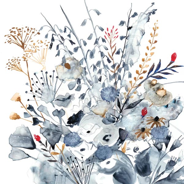 Large Wall Art & Big Canvas Prints: Indigo & Ochre I by Victoria Borges