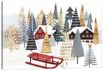 Christmas Chalet Collection A Canvas Art Print - Christmas Trees & Wreath Art