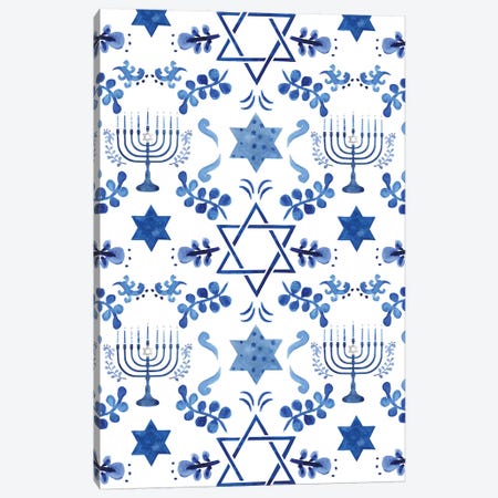 Indigo Hanukkah Collection E Canvas Print #VBO695} by Victoria Borges Art Print