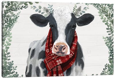 Yuletide Farm Collection A Canvas Art Print - Christmas Trees & Wreath Art