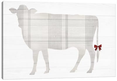 Yuletide Farm Collection D Canvas Art Print - Christmas Cow Art