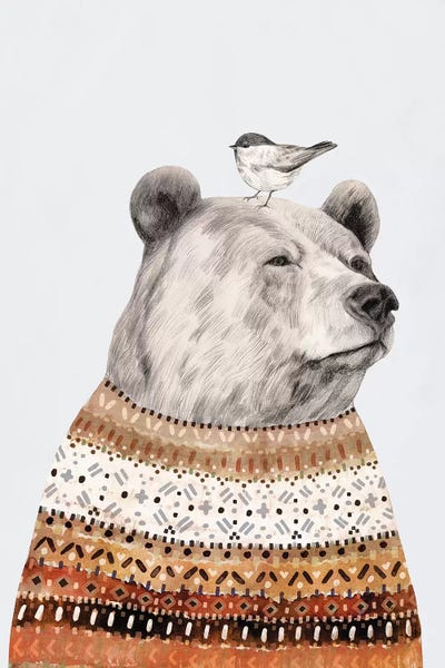 Fair Isle Bear I by Victoria Borges multi panel art