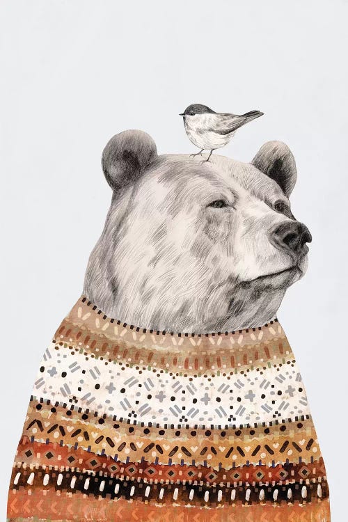Fair Isle Bear I by Victoria Borges wall art