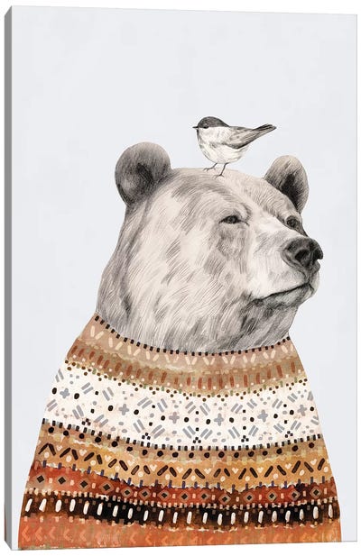 Fair Isle Bear I Canvas Art Print - Victoria Borges