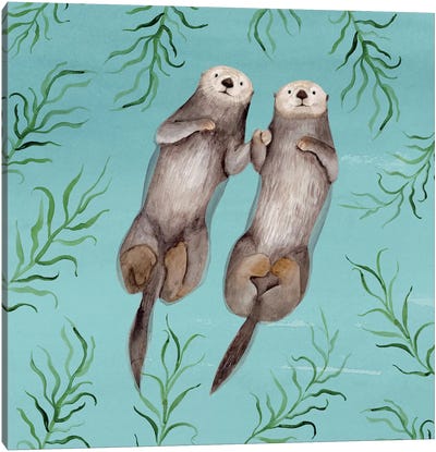 Otter's Paradise III Canvas Art Print - Otters