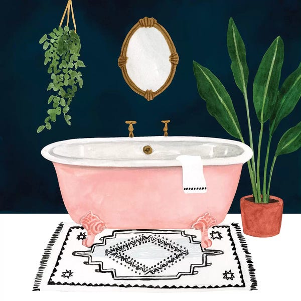 Interiors: Boho Bath II by Victoria Borges