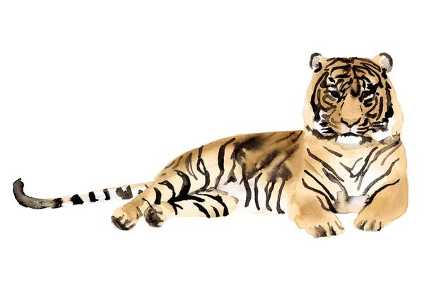 Tigers: Watercolor Tiger II by Victoria Borges