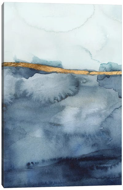 Coastal Horizon I Canvas Art Print - Blue & Gold Art