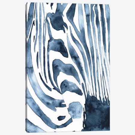 Indigo Zebra I Canvas Print #VBO904} by Victoria Borges Art Print