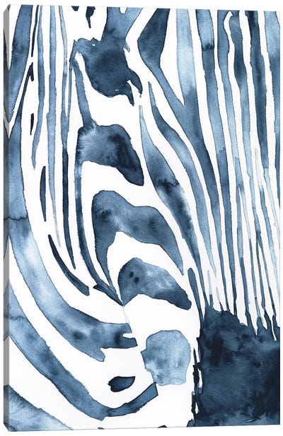 Indigo Zebra I Canvas Art Print - Victoria Borges