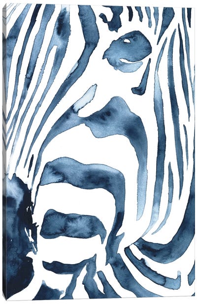 Indigo Zebra II Canvas Art Print - Victoria Borges