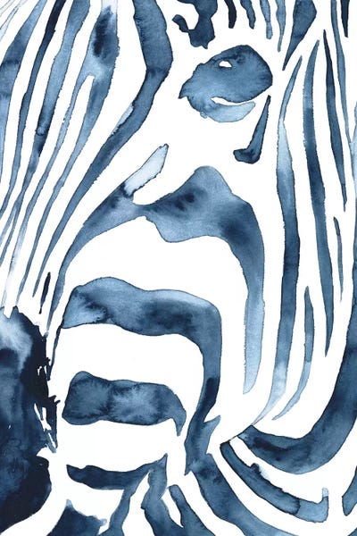 Zebras: Indigo Zebra II by Victoria Borges