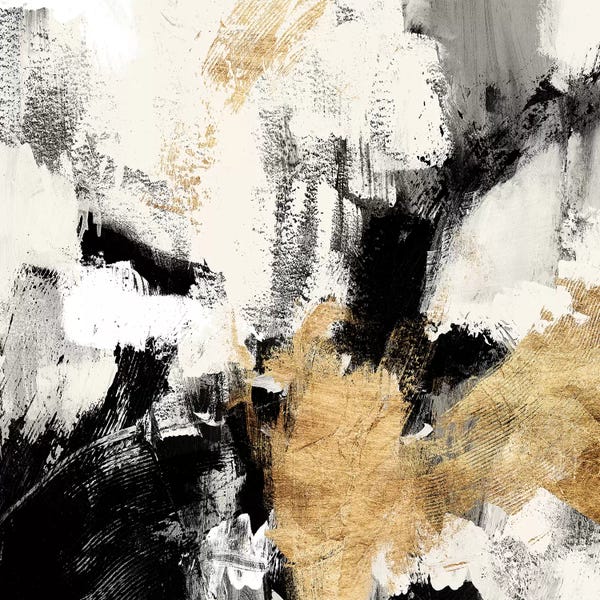 Gold Abstract Art: Neutral Gold Collage II by Victoria Borges