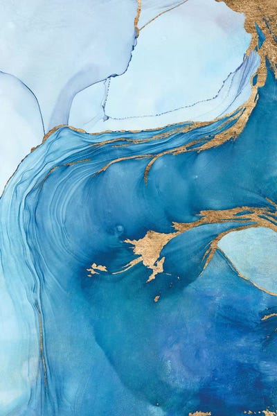 Blue & Gold: Sea Whirl I by Victoria Borges