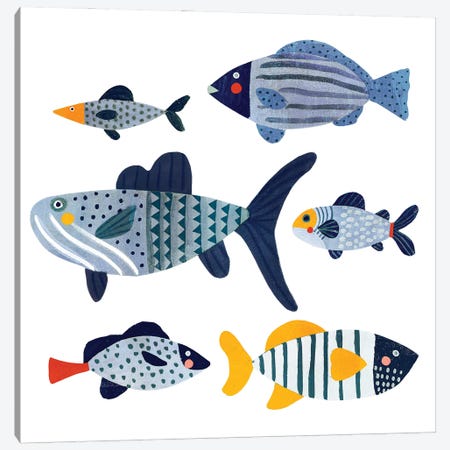 Patterned Fish II Canvas Print #VBR20} by Victoria Barnes Canvas Artwork