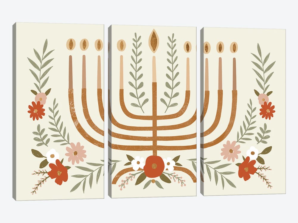 Natural Hanukkah Collection I by Victoria Barnes 3-piece Canvas Artwork
