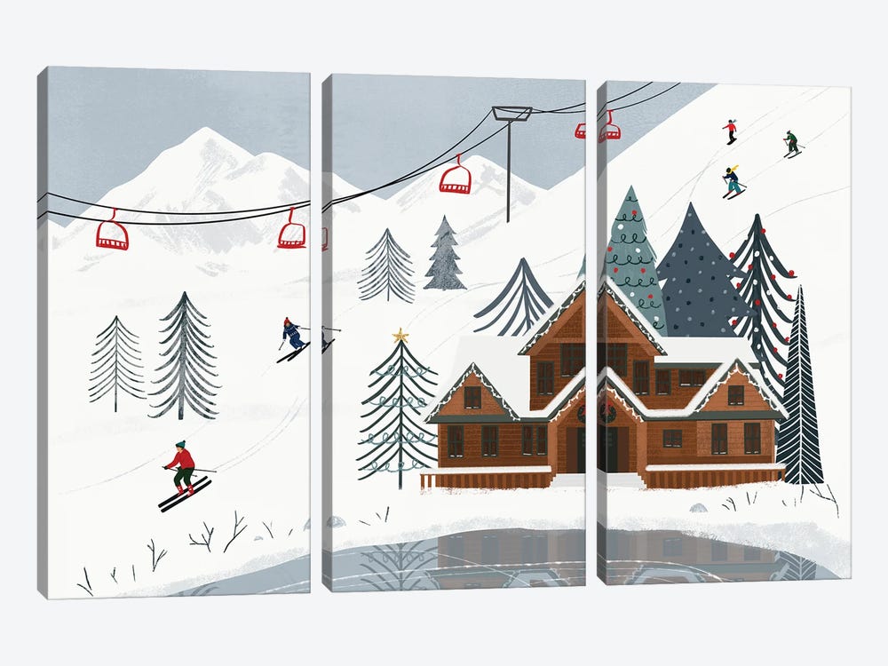 Ski Slope Collection I by Victoria Barnes 3-piece Canvas Artwork