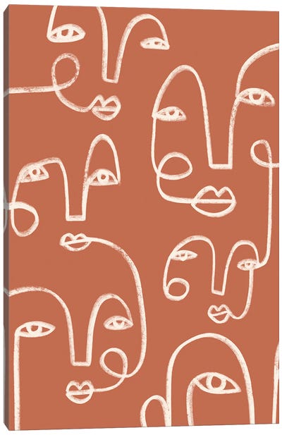 Connected Expressions II Canvas Art Print - Pantone 2024 Peach Fuzz