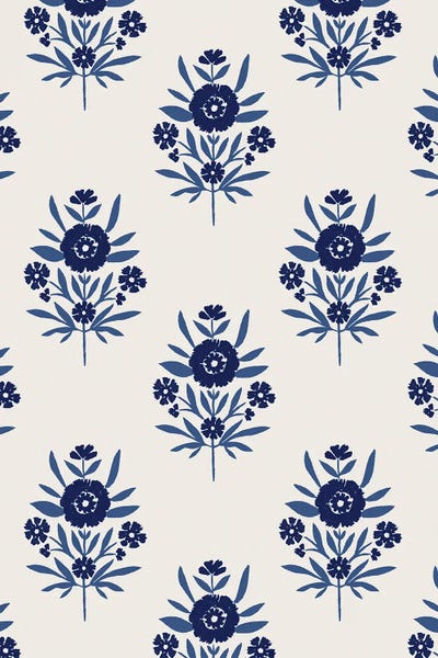 Victoria Barnes: Indigo Bloom Pattern II by Victoria Barnes