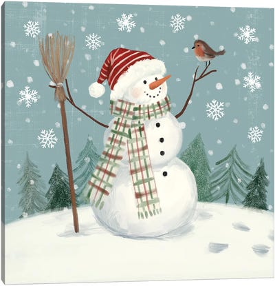 Jolly Snowman I Canvas Art Print - Snow Art