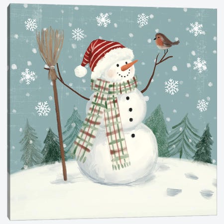 Jolly Snowman I Canvas Print #VBR334} by Victoria Barnes Canvas Artwork