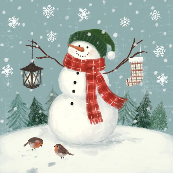 Pine Trees: Jolly Snowman II by Victoria Barnes