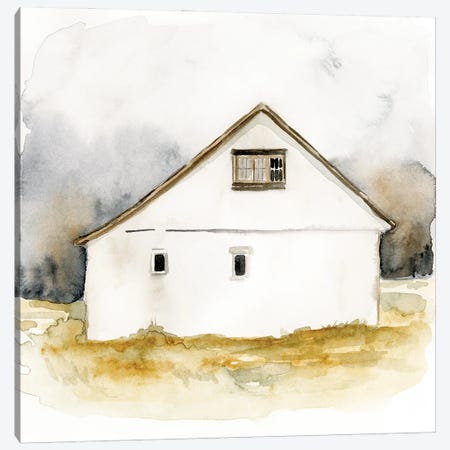 White Barn Watercolor I Canvas Print #VBR33} by Victoria Barnes Canvas Print