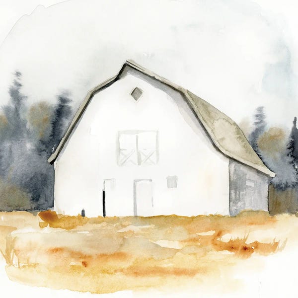 Farms: White Barn Watercolor III by Victoria Barnes