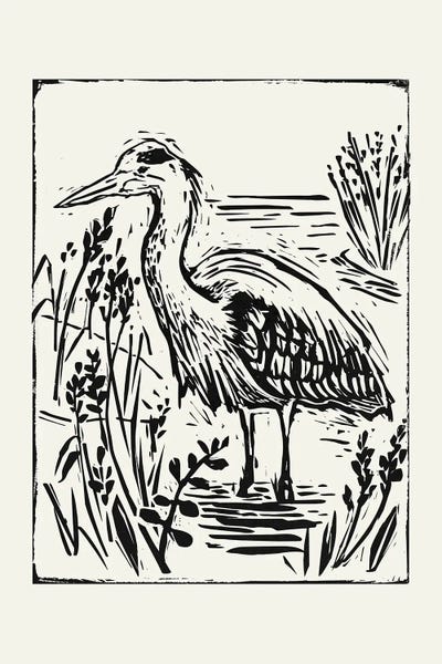 Victoria Barnes: Linocut Style Seabird I by Victoria Barnes