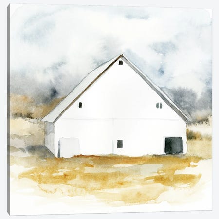 White Barn Watercolor IV Canvas Print #VBR36} by Victoria Barnes Canvas Wall Art