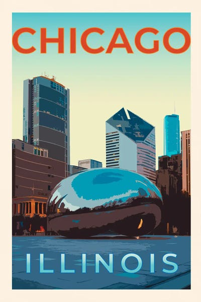 Chicago Posters: Retro Style Travel Poster I by Victoria Barnes