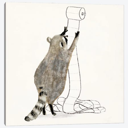 Rascally Raccoon IV Canvas Print #VBR50} by Victoria Barnes Art Print