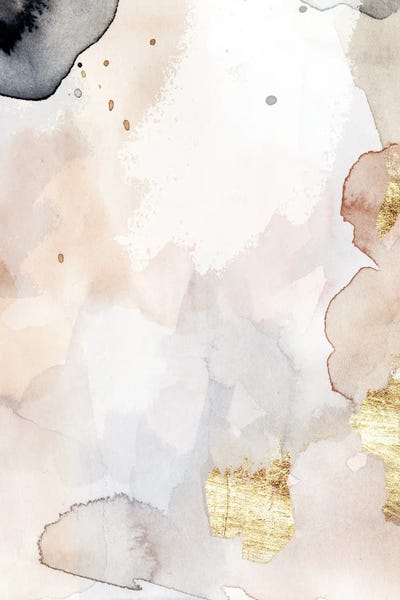 Abstract Watercolors: Indigo Blush and Gold I by Victoria Barnes