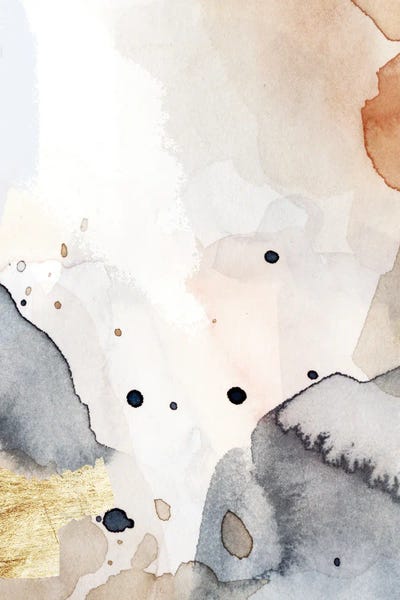 Abstract Watercolors: Indigo Blush and Gold II by Victoria Barnes