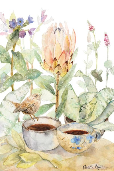 Bird, Protea And Green Coffea Table