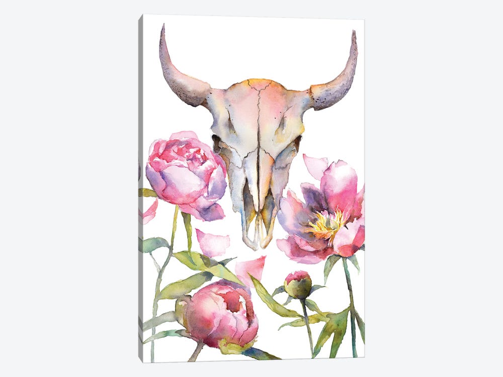 Cowskull by Violetta Boyadzhieva 1-piece Canvas Art Print