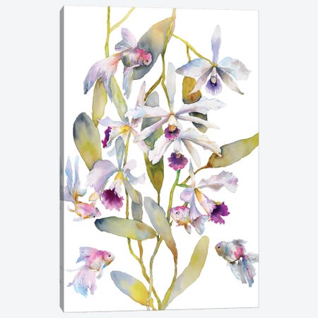 Orchids Fish Canvas Print #VBY35} by Violetta Boyadzhieva Canvas Art Print
