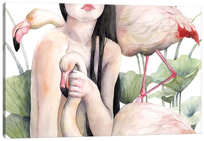 Rosy Canvas Art Print - Flamingo Art
