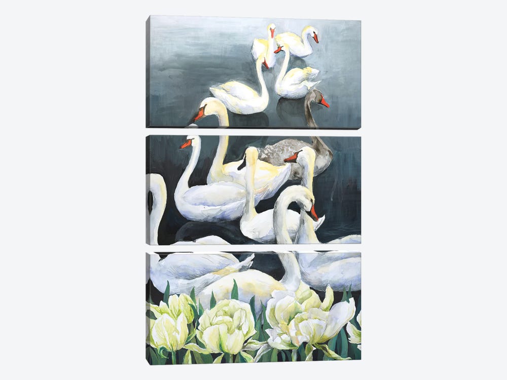 Swan Lake by Violetta Boyadzhieva 3-piece Canvas Wall Art