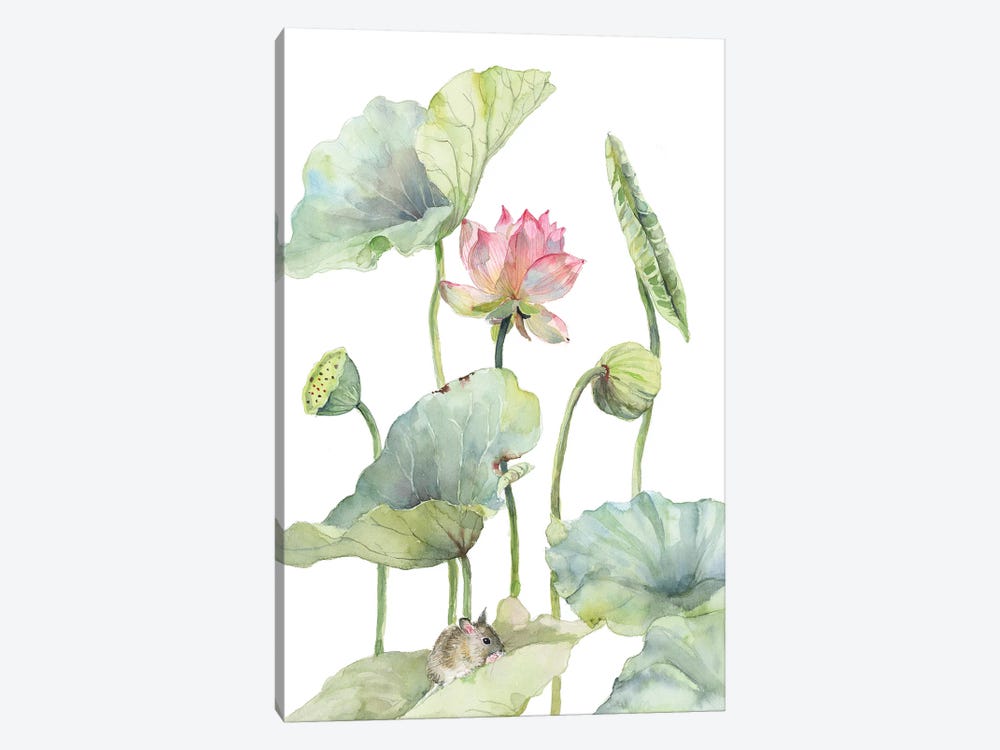 Lotus Home For A Little Mouse by Violetta Boyadzhieva 1-piece Canvas Art Print