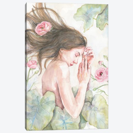 Peaceful Sleeping Woman, Spring Flowers Canvas Print #VBY67} by Violetta Boyadzhieva Canvas Wall Art