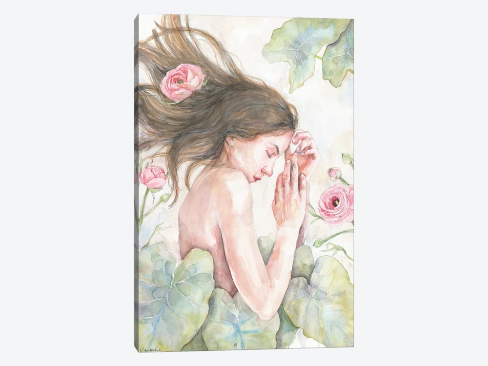 Peaceful Sleeping Woman, Spring Flowers by Violetta Boyadzhieva 1-piece Art Print
