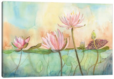 Underwater Family Canvas Art Print - Lotuses