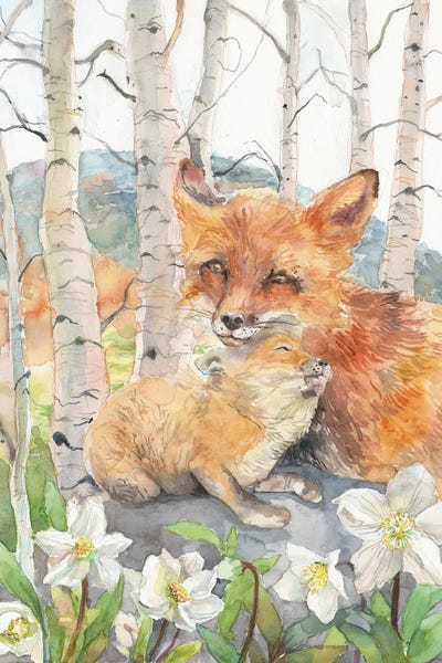Mother And Baby Foxes by Violetta Boyadzhieva canvas print