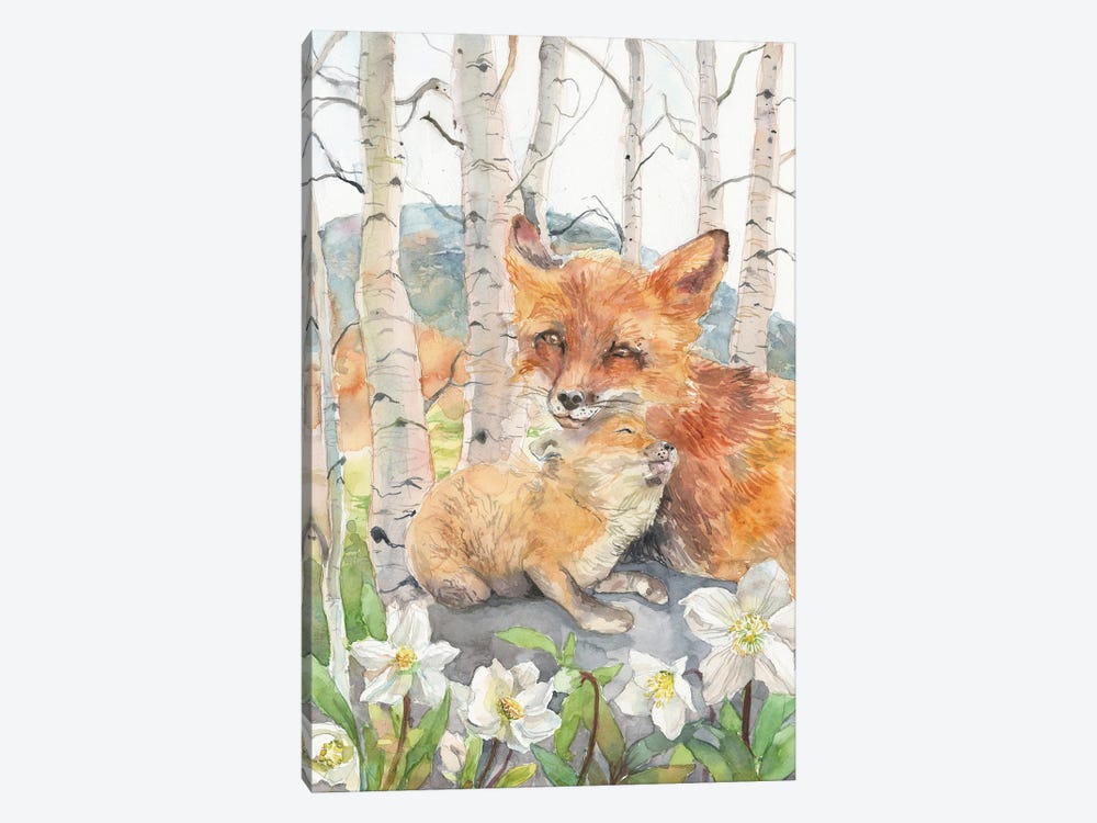 Mother And Baby Foxes by Violetta Boyadzhieva 1-piece Art Print