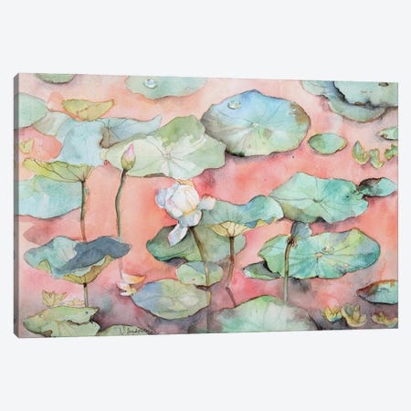 White Lotus At A Sunset Lake Canvas Print #VBY79} by Violetta Boyadzhieva Canvas Art