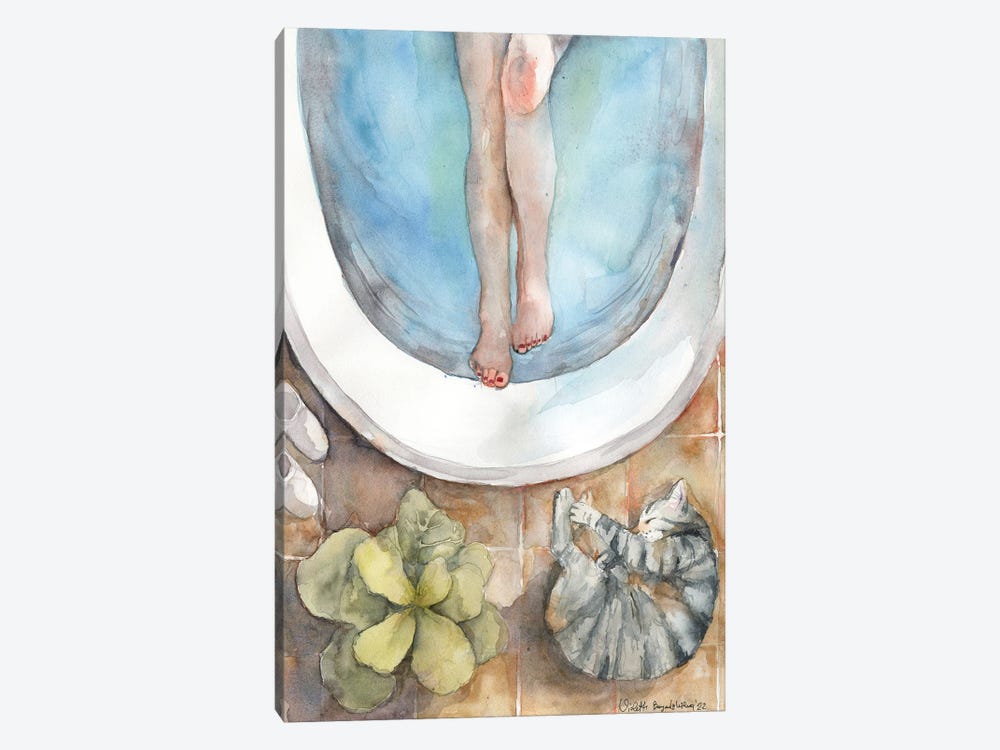 Tuesday Afternoon Bliss In A Tub by Violetta Boyadzhieva 1-piece Canvas Artwork