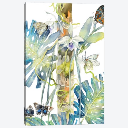Butterflies Orchids Canvas Print #VBY9} by Violetta Boyadzhieva Canvas Artwork