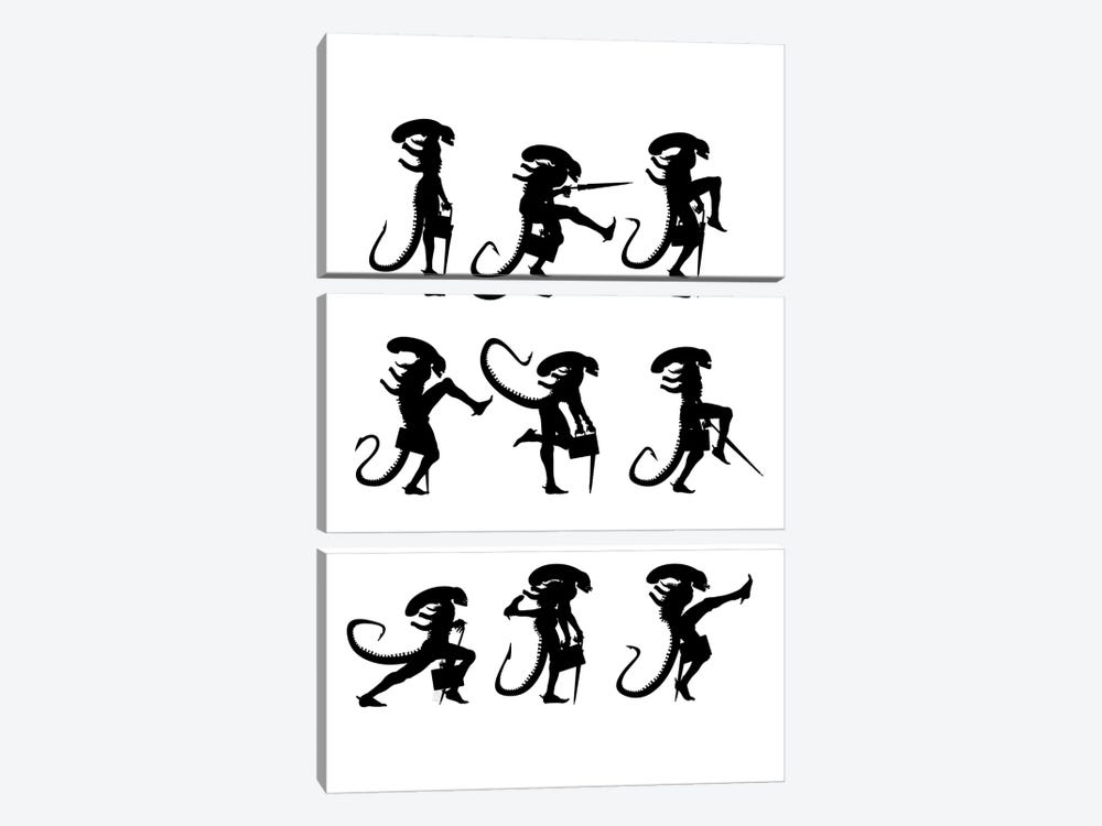 Ministry Of Silly Alien Walks by Vincent Carrozza 3-piece Canvas Wall Art