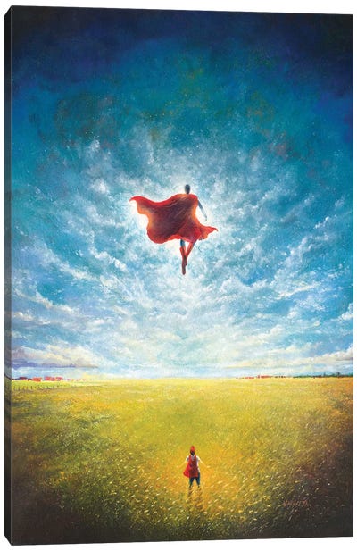Learning To Fly Canvas Art Print - Justice League